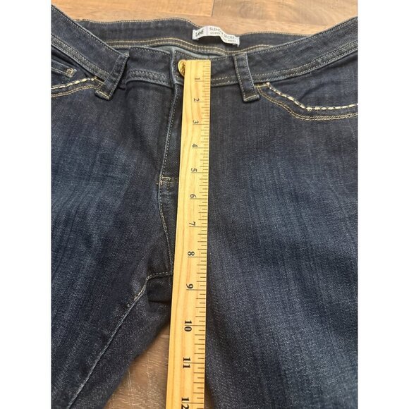 Lee Flare Jeans Wmn Sz12P Dark Blue Low Rise Slender Secret Western Studs - Picture 9 of 9